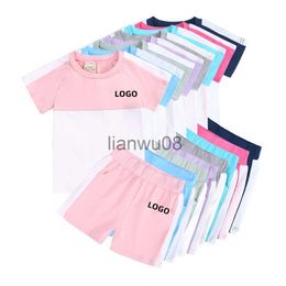 Clothing Sets Kids Custom Tracksuit Clothes 2022 Boys Girls Summer Children Patchwork Outfits Sets 2pcs Short Tshirt Personalise Sportswear x0803