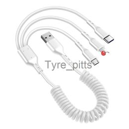 Chargers/Cables Spring Retractable 3 In 1 Fast Charging Cord For iPhone Huawei Micro USB Type C Charger Cable Multi USB Port Multiple USB Chargi x0804