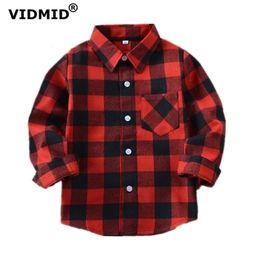 Kids Shirts VIDMID Boys shirts for Girls British Plaid child Shirts kids school Blouse red tops clothes Kids Children plaid 12 years 6010 01 230803