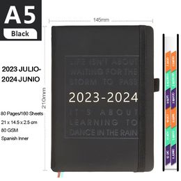 Notepads 20232024 Spanish Planner Notebook A5 Agenda Daily Schedule Journal Diary Office School Supplies Accessories Stationery 230803