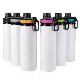 20oz Sublimation Blanks White Water Bottles Singer Layer Aluminium Tumblers 600ml Drinking Outdoor Sports Mugs Drinking Cups With Lids In 5 Colours NEW