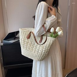 Evening Bags 2023 Summer Women Handwoven Straw Beach Big Totes Vintage Lady Hollow Out Handbag Bohemian Basket Vacation Shoulder