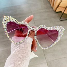 Sunglasses Peach Heart Love For Women Diamond Vintage Large Frame Metal Hinge Personalised Glasses