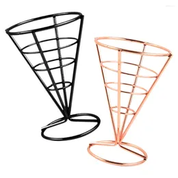 Flatware Sets 2 Pcs Frying Mesh Basket Chips Holder Stainless Steel Serving Utensils Dish French Fries Cone Cups Snack Display