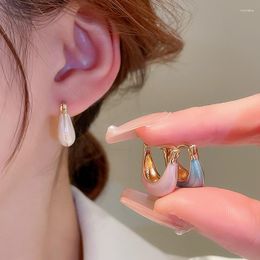 Hoop Earrings YOUNGX French Geometric Vintage Drip Oil Handbag Earring For Women Elegant Jewelry Gift