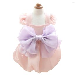 Dog Apparel Spring Summer Clothes Fairy Princess Dress Cat Flying Sleeve Bowtie Puppy Skirts