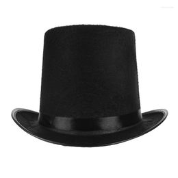 Wide Brim Hats The Magician Performed High Hat Polyster Halloween Top Flat Red Black Jazz Stage Performances Of Men Women Big Size