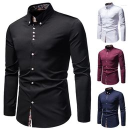 Men's Casual Shirts Fashion Designer Clothes Luxury High Quality Patchwork Shirt Long Sleeve White For Men Famous Brands