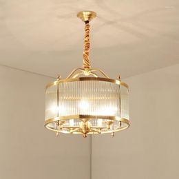 Pendant Lamps American Restaurant Chandelier Lighting All Copper Bedroom Lamp Simple Dining Room Luminaria De Teto Vintage Lustre