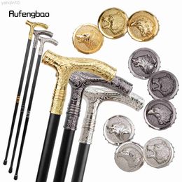 Trekking Poles Colourful Wolf Bear Eagle Head Flower Totem Relief Walking Cane Fashion Walking Stick Gentleman Crosier Knob Walking Stick 93cm HKD230804