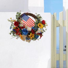 Decorative Flowers Front Door Wreath Delicate Fine Workmanship Bright Colour US Independence Day Party Decor Household Supply