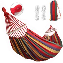 Hammocks HooRu Portable Camping Hammock Backpacking Outdoor Lightweight Picnic Canvas Hammocks Garden Single Hanging Bed Swing Furniture 230804