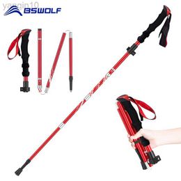 Trekking Poles BSWolf Ultraligt Foldable Walking Sticks Camping Hiking Folding Trekking Poles Aluminium Walking Poles Telescopic Stick HKD230804