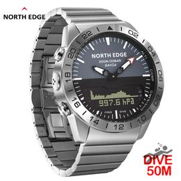 Other Watches Stainless steel Quartz Watch Dive Military Sport Mens Diving Analogue Digital Male Army Altimeter Compass NORTH EDGE 230804