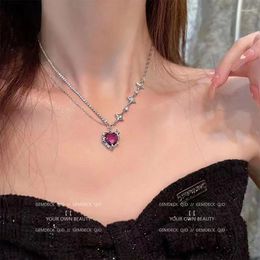 Choker Kpop Vintage Goth Y2K Purple Heart Pendant Clavicle Chain Necklaces For Women Girl Punk Grunge Collares Aesthetic Jewelry