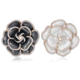 Pearl Camellia Brooches For Women Elegant Flower Pins Fashion Jewellery Coat Accessories
