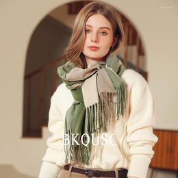 Scarves Color Spliced Women Shawl Elegant Big Plaid Long Scarf Ladies Tassel Winter Soft Warm Cashmere Wide Lattices Fashion