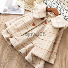 Clothing Sets Kids Clothing Sets For Girls Fashion Plaid Lapel Coat Sleeveless Dress 2021 Autumn Winter New Cotton Thicken Baby Girl Clothes x0803