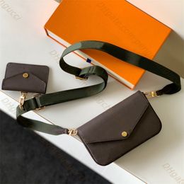 High quality Genuine leather shoulders bag M80091 designers F E LICIE STRAP handbag Top designer 2 pcs set Chain Cross body bags clutch purses wallet wholesale