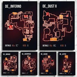 Game Maps Canvas Painting First Person Shooter Game Posters Wall Art Prints Paintings for Living Boys Room Home Internet Cafe Decor Pictures 06