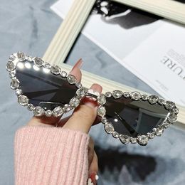 Sunglasses Shiny Cat Eyes Rhinestone Women 2023 Designer Sun Glasses Eyewear UV400Diamond Gafas De Sol Mujeres