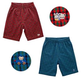 Trousers 2 Colours Boys Pants Summer Japanese Fam Children's AllMatch Plaid Pants Cotton Casual Pants 230803