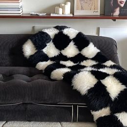 Carpets Retro Checkerboard Fashion Large Area Living Room Carpet Bedroom Cloakroom IG Decoration Girl Fluffy Eco-friendly Fur rug 230803