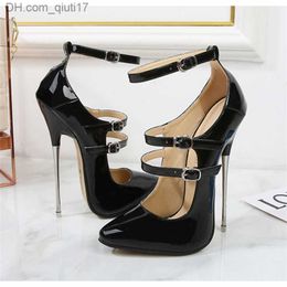 Dress Shoes 16cm High Heel Shoulder Strap Sexy Pump Love Thinly High Heel Shoes Instep Shoulder Strap Rod Dance Model Display Stripping Z230804