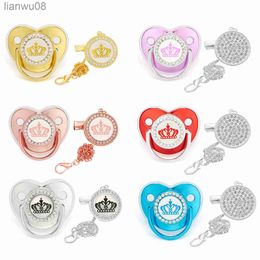 Pacifiers# 2023 Newborn Baby Pacifier Clips Chain Lids Luxury Bling BPA Free Silicone Pacifier Holder Teether Dummy Baby Shower Gifts x0804