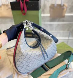 New Crescent Retro Crossbody Half Moon Bags Women Croissant Clutch Purse Old Flower Canvas Genuine Leather Adjustable Red Green Strap Attache mini