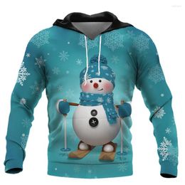 Men's Hoodies Christmas Snowman Print Men's Top Hooded Sweatshirt Fashion Boutique Pattern Jacket Fall Street Trend Women's