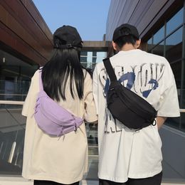 Waist Bags Couple Canvas Cool Purple Chest Bag Fashion Students Ba Casual Portable Simple Banana Lightweight Chic Fanny Pack 230804