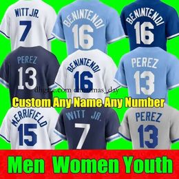 Custom 7 Bobby Witt Jr. Baseball Jersey 16 Bo Jackson 5 George Brett 13 Perez City 51 Brady Singer 2 Michael Taylor 17 Hunter