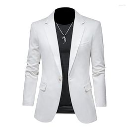 Men's Suits ZRUSZR Men Slim Fit Office Blazer Jacket Fashion Solid Mens White Suit Wedding Dress Coat Casual Business Male