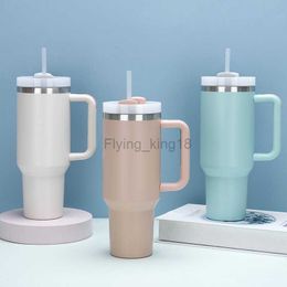 40OZ Thermos Cups with Handle and Straw Stainless Steel Coffee Cup Portable Vacuum Thermal Water Bottles Outdoor Car Tumbler Mug HKD230803