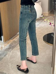 Women's Jeans Y2k Large Size Straight Leg Female Summer Thin 2023 Small Light Colour Fat Mm Smoke Pipe Pants