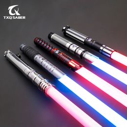 LED SwordsGuns TXQSABER Lightsaber Neo Pixel RGB Smooth Swing Metal Hilt for Heavy Duelling 12 Colour Force FOC Blaster Laser Sword Jedi Toys 230803