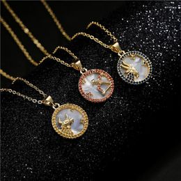 Pendant Necklaces 12 Colours CZ Constellations Necklace For Women Men Boy & Girl Cubic Zirconia Horoscope Zodiac Sign Lucky Jewellery