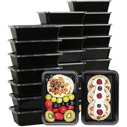 Disposable Take Out Containers 25Pcs Lunch Box 750ml Black Plastic Refrigerator Microwave Tableware Food Storage Container 230804