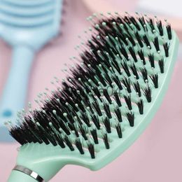 Hair Brushes Hair Scalp Massage Comb Girls Hairbrush Bristle Nylon Women Wet Curly Detangle Hair Brush for Salon Hairdressing Styling Tools x0804