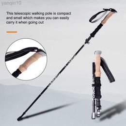 Trekking Poles Trekking Poles Telescopic Adjustable Retractable Cane Outdoor Walking Stick Aluminum Alloy Fishing Backpacking Crutch HKD230804