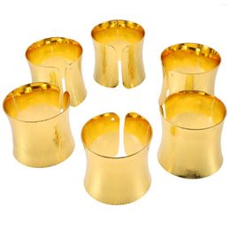 Table Cloth 6 Pcs Gold Decor El Napkin Buckle Decorate Dining Ring Metal Rings Napkins Holders Decorative Room