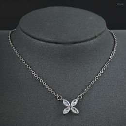 Pendant Necklaces 2023 Trendy Marquise Petal Necklace Silver Colour On The Neck For Women Anniversary Gift Jewellery Wholesale X6698