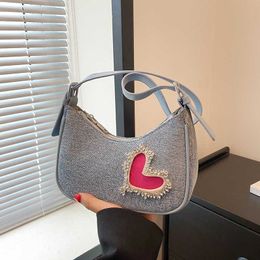 Hobo Bags French Casual Denim Armpit Bag for Women s New Niche Personality Crescent 2023 Shoulder 230804