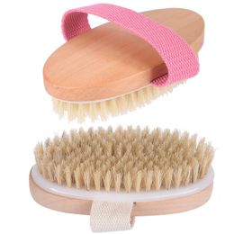 Wooden Bath Brush Soft Natural Bristle Body Brushs Bath SPA Body Massage Brush