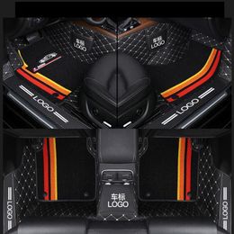 Custom Fit Car Floor Mats Waterproof Leather ECO friendly Material Specific For Car Double Layers 3 Pcs Full set With Logo Black272x