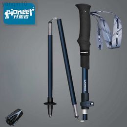 Trekking Poles Pioneer Folding Ultralight Quick Lock Trekking Poles Hiking Pole Race Running Outdoor Walking Stick Carbon Fiber 105-125CM HKD230804