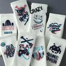 Mens Socks Fashion Men Cotton Women Ins Style Funny Game White Cartoon for and 230803