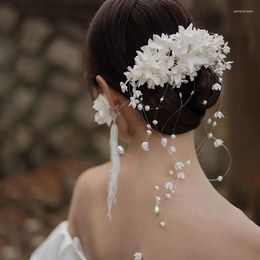 Headpieces Lily Valley Petal Flower Brides Hair Decoration Beaded Bride's Wedding Mori Accessories
