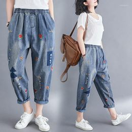 Women's Jeans Cargo Pants Women Trousers Harlan Thin Denim Korean Summer Clothes With Patches Embroidery